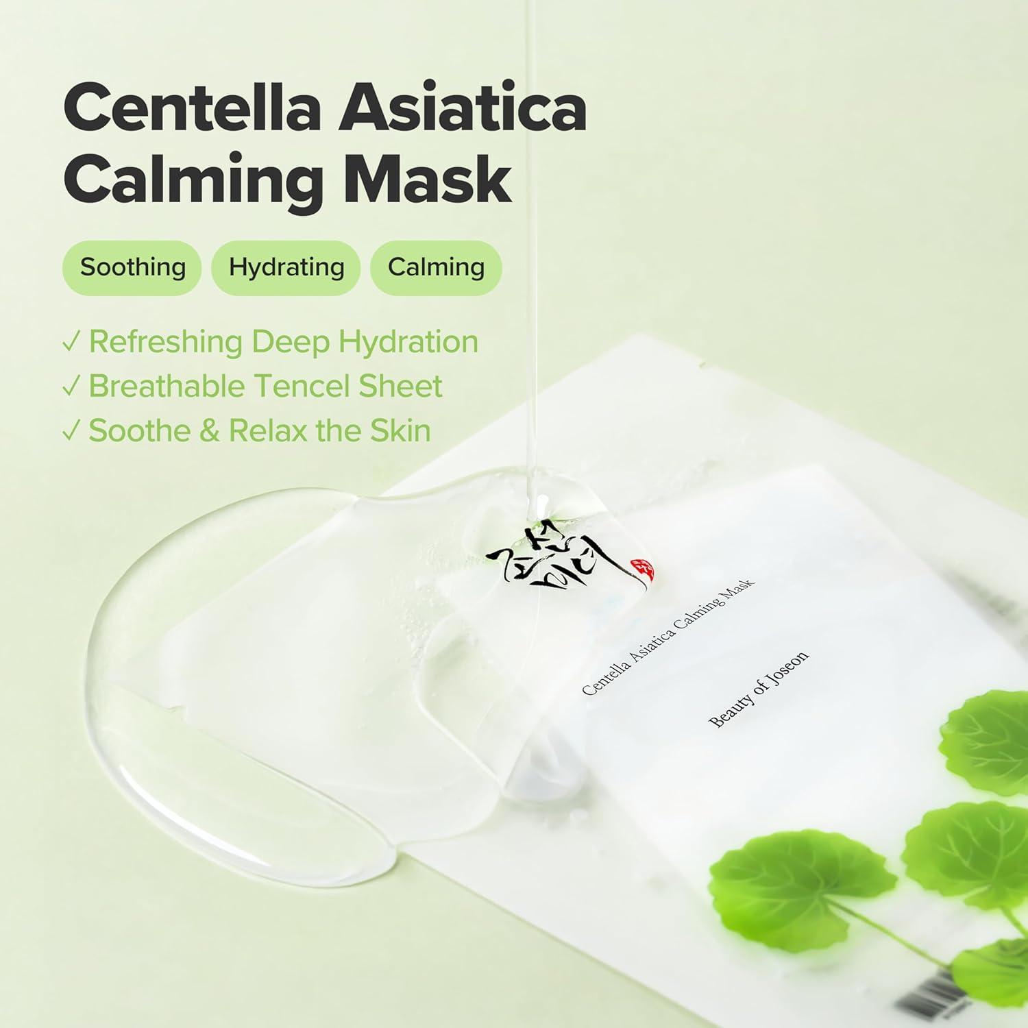 imageBeauty of Joseon Centella Asiatica Calming Mask Daily Moisturizing Soothing Cica Face Sheet Mask for All Skin Types Korean Skincare Stuffers for Men Women 10 sheets