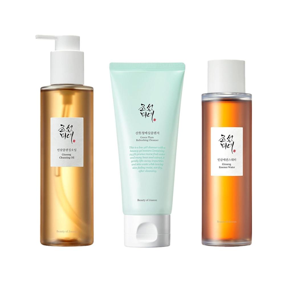 imageBeauty of Joseon Cleansing amp Moisture Trio Ginseng Cleansing Oil Green Plum Cleanser Ginseng Essence Water Deep Cleansing and Hydration Korean Skincare