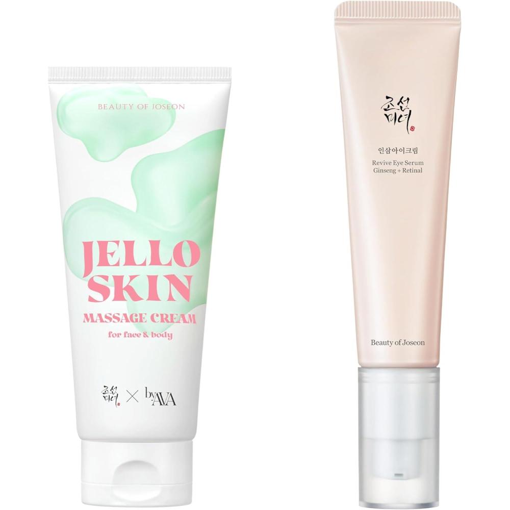 imageBeauty of Joseon Jelloskin Massage Cream Moisturizing Face and Body Lotion with Revive Eye Serum with Retinal Niacinamide Peptide Correction for Puffy Eye Bags Fine Lines Dark Circles Wrinkles